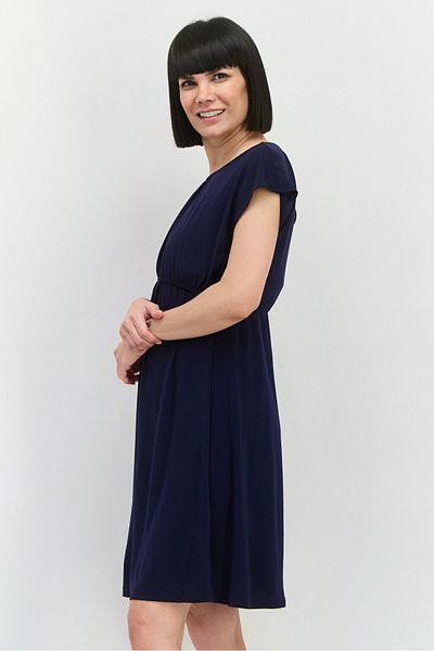 ANNA FİELD Women Solid Midi Dress, Navy