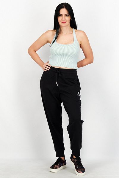 New Balance بنطال رياضي رياضي نسائي بشعار العلامة التجارية للملابس الرياضية، أسود