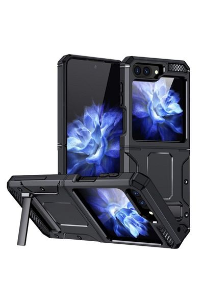 Dali Protective Case for Samsung Galaxy Z Flip 5, Hybrid Armor Kickstand, Reinforced Edges, TPU, Black
