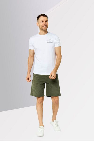 Diesel Men Crew Neck Short Sleeves Printed T-Shirt, White