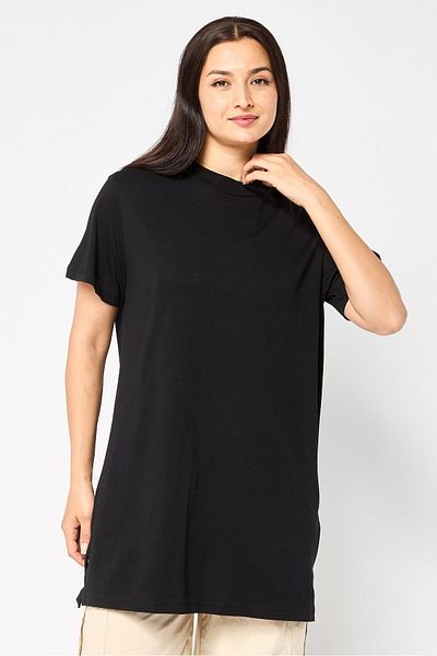 DeFacto Women Crew Neck Short Sleeve Plain T-Shirt, Black