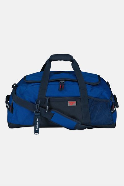 Reebok Men Brand Logo Duffle Sports Bag, Blue