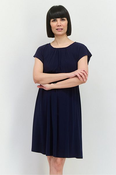 ANNA FİELD Women Solid Midi Dress, Navy