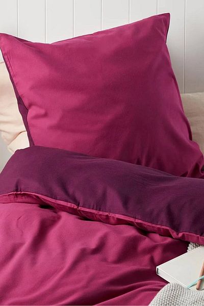 Tchibo Single Size Flannel Duvet Set 135 x 200 cm, Burgundy