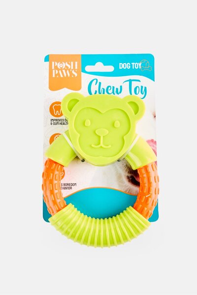 Posh Paws Dog Chew Monkey Ring Toy, Multicolor