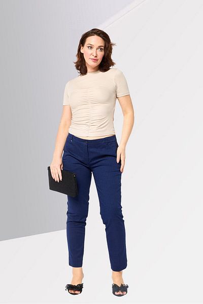 Harmont & Blaine Women Regular Houndstooth Straight Pants, Navy