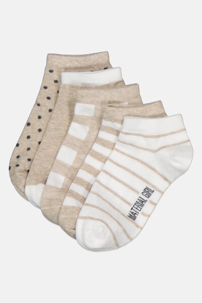 Material Girl Women 5 Pairs Allover Print Basic Ankle Socks, Multicolor