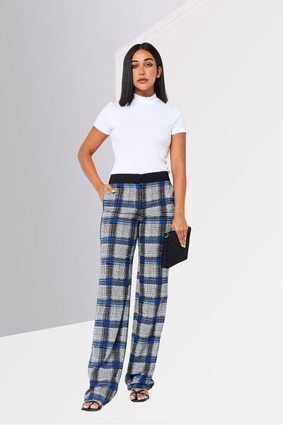 Harmont & Blaine Women Plaid Wide Leg Pants, Multicolor