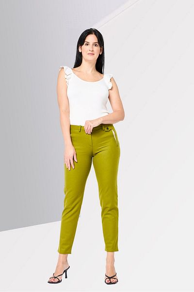 Harmont & Blaine Women Regular Fit Solid Straight Leg Pants, Olive