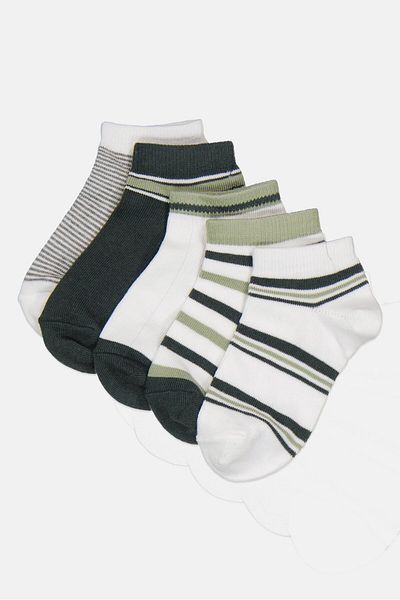 MUDD Toddlers Boy 5 Pairs Stripe Ankle Socks, Multicolor