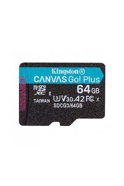 Kingston Micro-SD Memory Card, 64GB, Class 10/UHS-1, Canvas Go Plus, Black