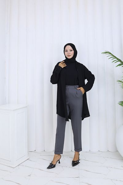 HANIMCA GİYİM Pleated Double Leg Carrot Cut Summer Pants