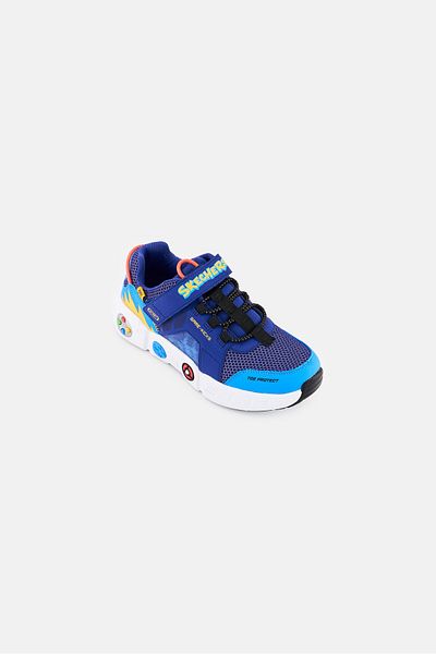 SKECHERS حذاء جري للأطفال الصغار من Lil Gametronix مزود بإغلاق فيلكرو، أزرق
