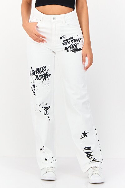 Don't Call Me Jennyfer Women Straight Fit Graphic Print Non Stretch Denim Jea...