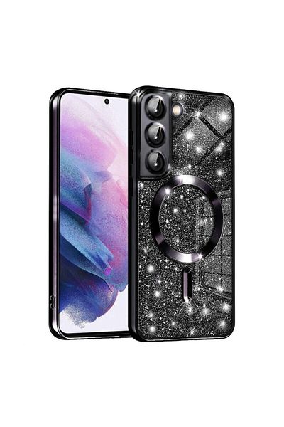 Dali Protective Case Compatible with Samsung Galaxy S22 5G, Luxury Glitter, MagSafe Compatible, TPU, Blac