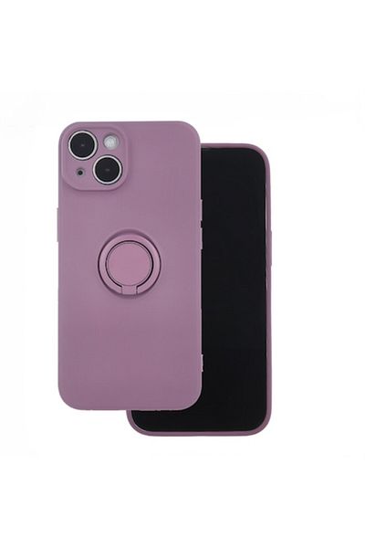 Dali Protective Case Compatible with Apple iPhone 15 Pro, Finger Grip, Metal Ring, Silicone, Purple