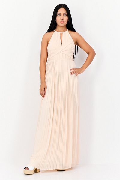 Tfnc Women Pleated Sidony Maxi Dress, Light Peach