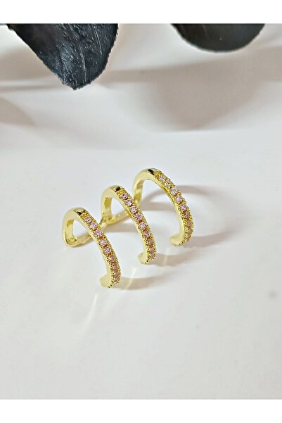 mos&more Gold Taşlı Kıkırdak Küpe, 2 Adet