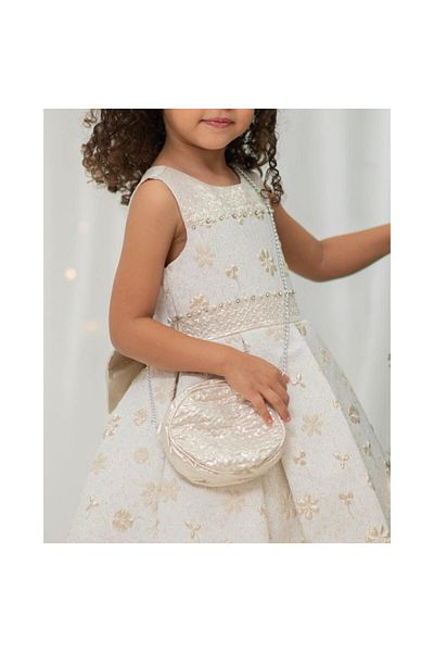 Pamina Elegant Dress for Girls with Floral Embroidery and Bag–Pamina Kids