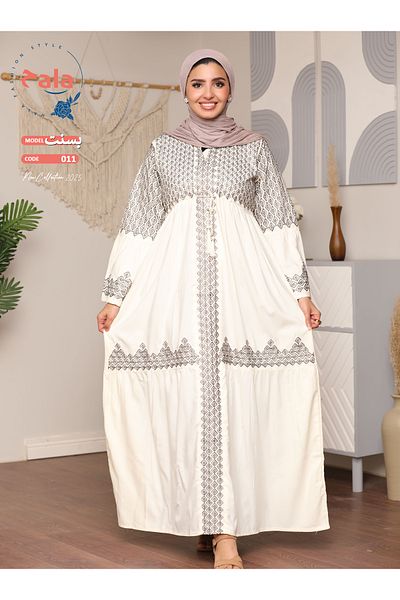 Hala Embroidered reception jalabiya made of light and soft linen fabric that gives you a feeling of comfort and freshness