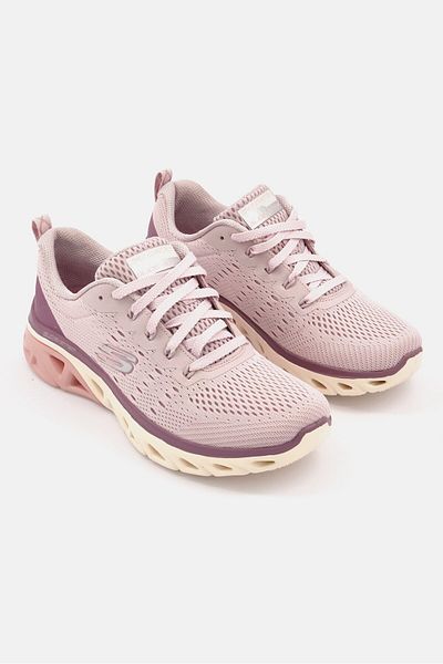 SKECHERS Women Glide Step Lace Up Sport Shoes, Mauve