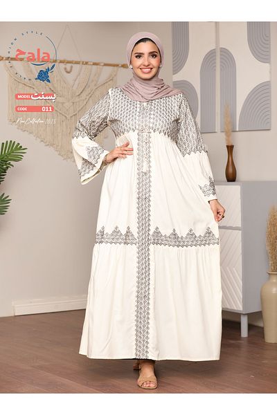 Hala Embroidered reception jalabiya made of light and soft linen fabric that gives you a feeling of comfort and freshness