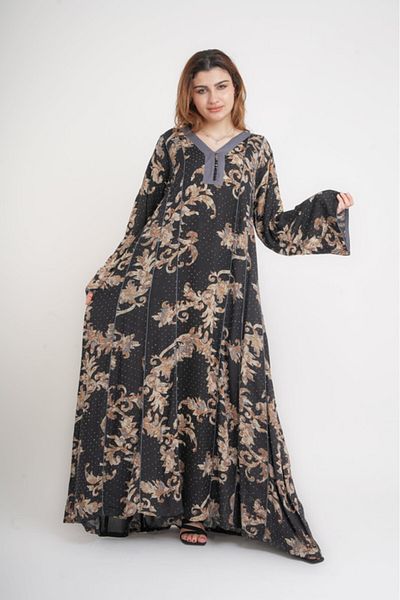IKKXA Classic Patterns Printed Jalabiya