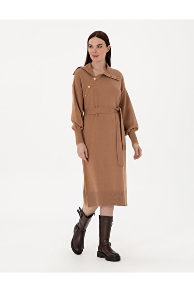 Pierre Cardin Camel Comfort Fit Triko Elbise 50290559-VR015