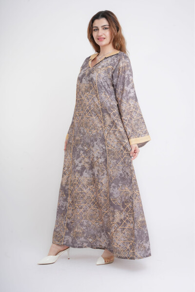 IKKXA Elegant Patterns Collared Jalabiya