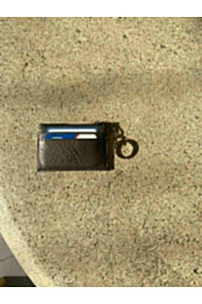 mlio Gray Leather Card Holder Wallet with Keychain Ring and Zipper