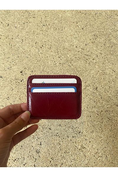 mlio Portofel din piele burgundy pentru carduri Design minimalist și elegant