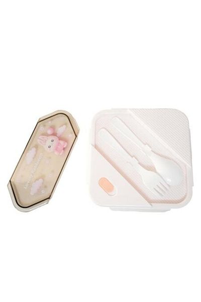 ANGMAD Lunch Box with 3 Compartments, Fork and Spoon Included