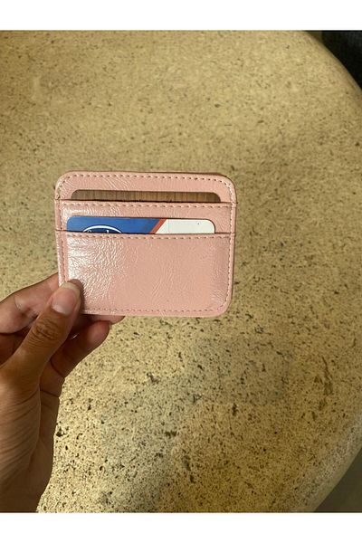 mlio Pink Leather Card Holder Wallet Minimalist and Elegant Design