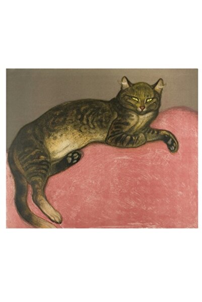 OEM Tablou Canvas, Pisica torcand pe perna roz, 70 x 50cm