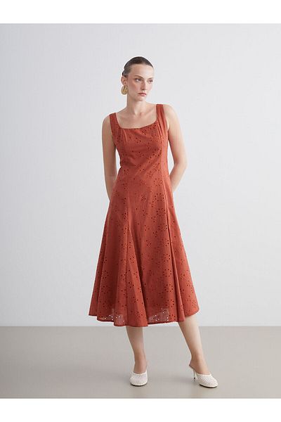 LC Waikiki Square Neck Openwork Dress