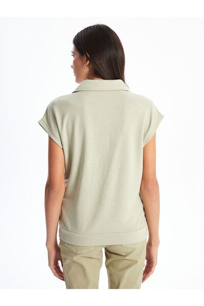 LC Waikiki Green Polo Neck Textured Women's T-Shirt
