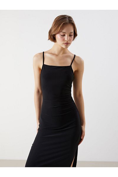 LC Waikiki Square Neck Strap Gathered Dress