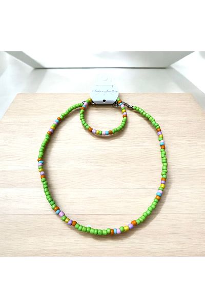 LeylanTakı Leylan Jewelry Children's Green Necklace and Bracelet Set