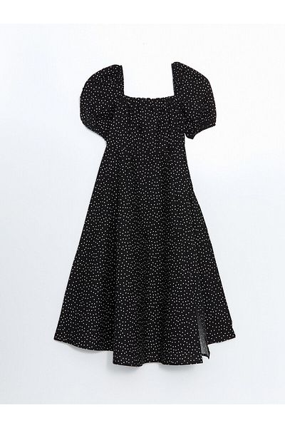 LC Waikiki Square Neck Patterned Short Sleeve Women's Dress