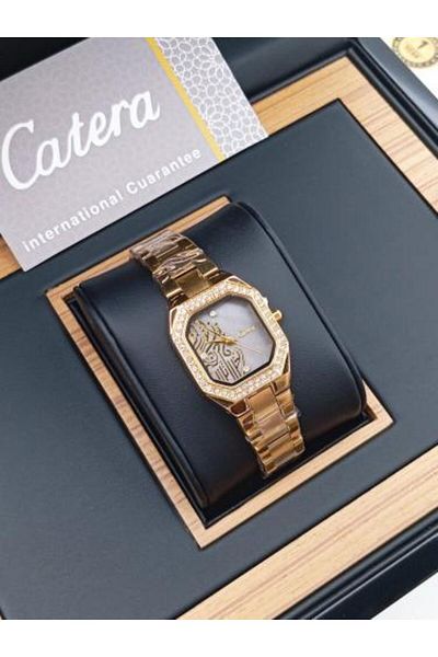 catera Women's watch expressing authenticity, gold-colored steel, gray dial