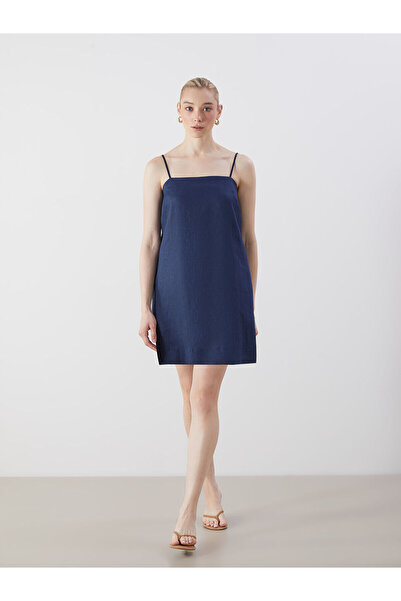 LC Waikiki فستان قصير من فيزيون نيو سيزون بياقة مربعة 100% كتان