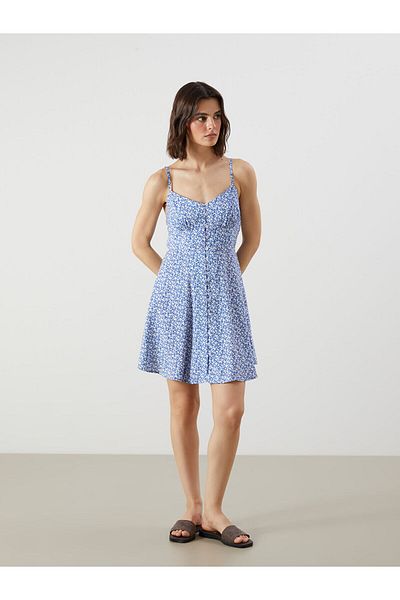 LC Waikiki Mini rochie din amestec modal cu talie florală