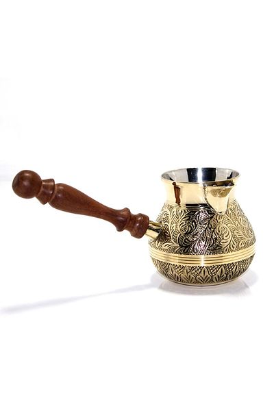 Wolawood Traditional Handmade Ottoman Style Brass Production Coffee Pot Special Embroidered Nostalgic Turkish Coffee Presentation