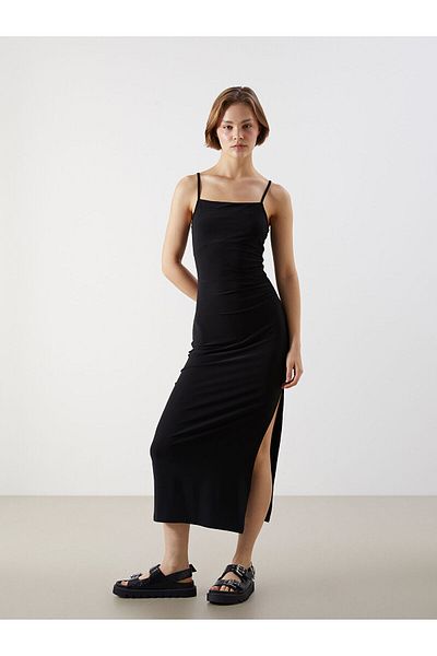 LC Waikiki Square Neck Strap Gathered Dress