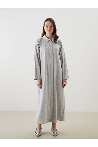 LC Waikiki Nevavm Striped Linen-Look Shirt Dress with a Difference