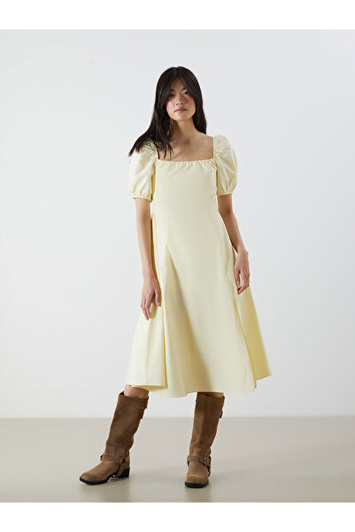 LC Waikiki Vizyon New Season Square Collar Slit Princess Dress