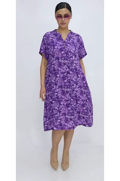 AKŞEN GİYİM Rochie de damă, mărime mare, 100% bumbac, viscoză, cu mânecă scurtă, până la genunchi
