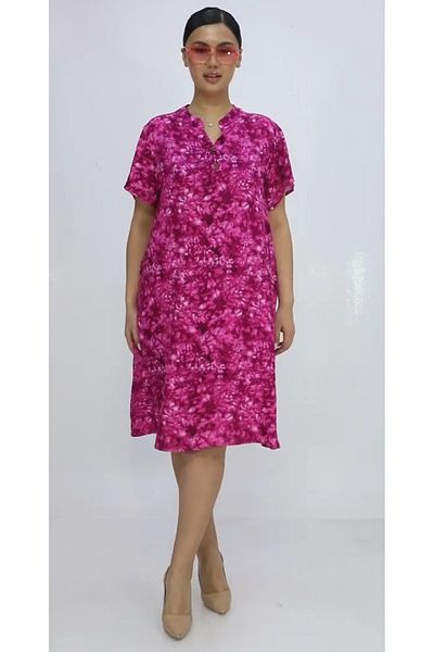 AKŞEN GİYİM Rochie de damă, mărime mare, 100% bumbac, viscoză, cu mânecă scurtă, până la genunchi