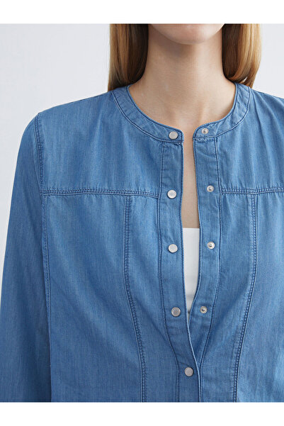 LC Waikiki Blue Judge Collar Women's Jean Tunic