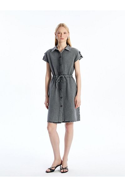 LC Waikiki Shirt Collar Women's Jean Dress